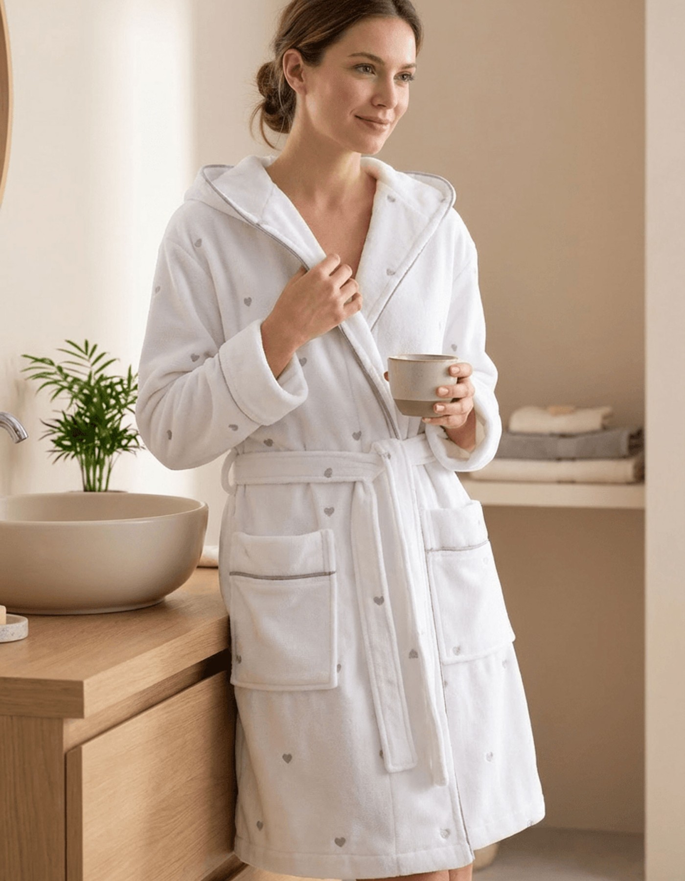 Varol Kalpli Nakışlı %100 Pamuk Love Serisi Bornoz