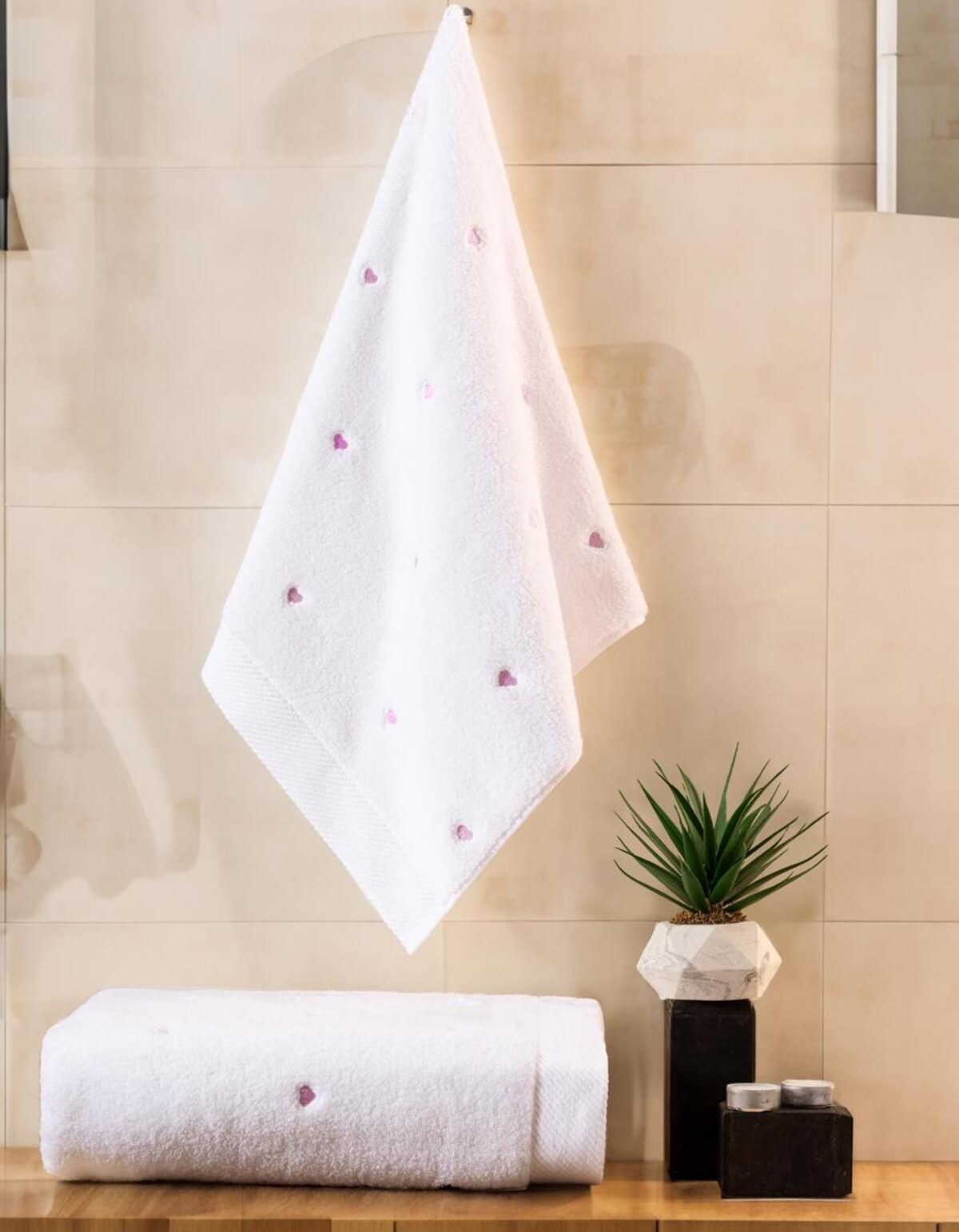 Varol Love Serisi Nakışlı Micro Cotton Banyo Havlu Seti