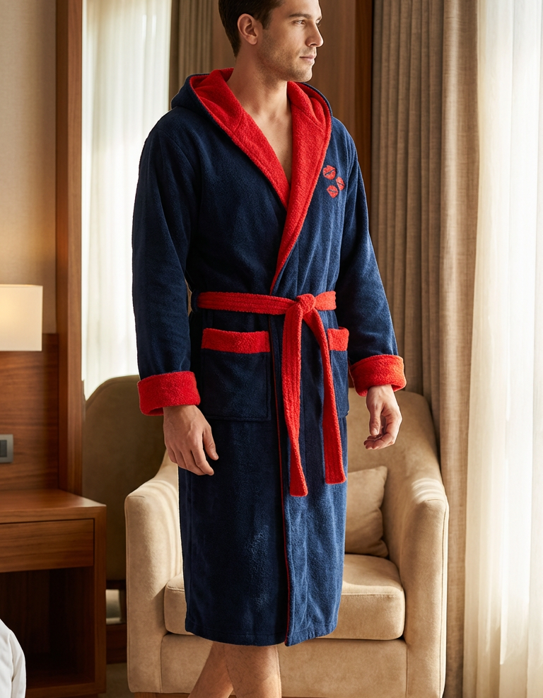 Varol Luxury Touch Kapşonlu %100 Pamuk Nakışlı Bornoz – Kiss