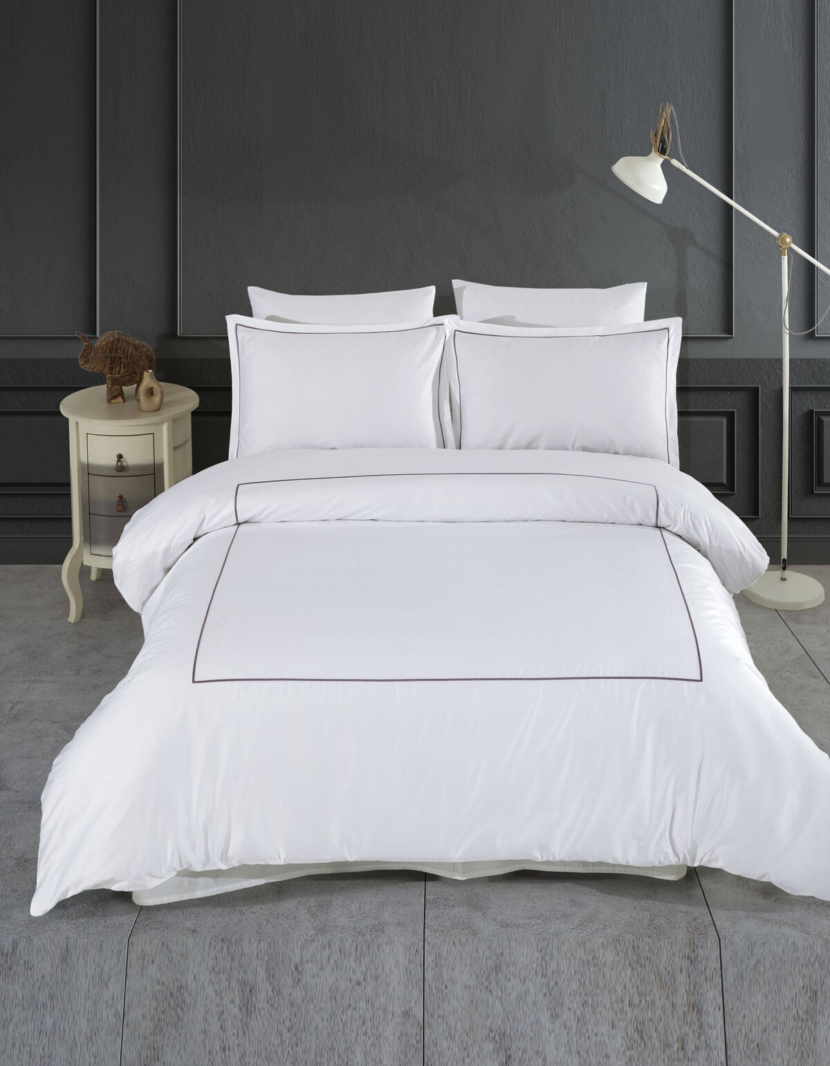 Varol Marmaris Serisi Kızılbük – Çift Kişilik 300 TC Nakışlı Pamuk Saten Nevresim Takımı