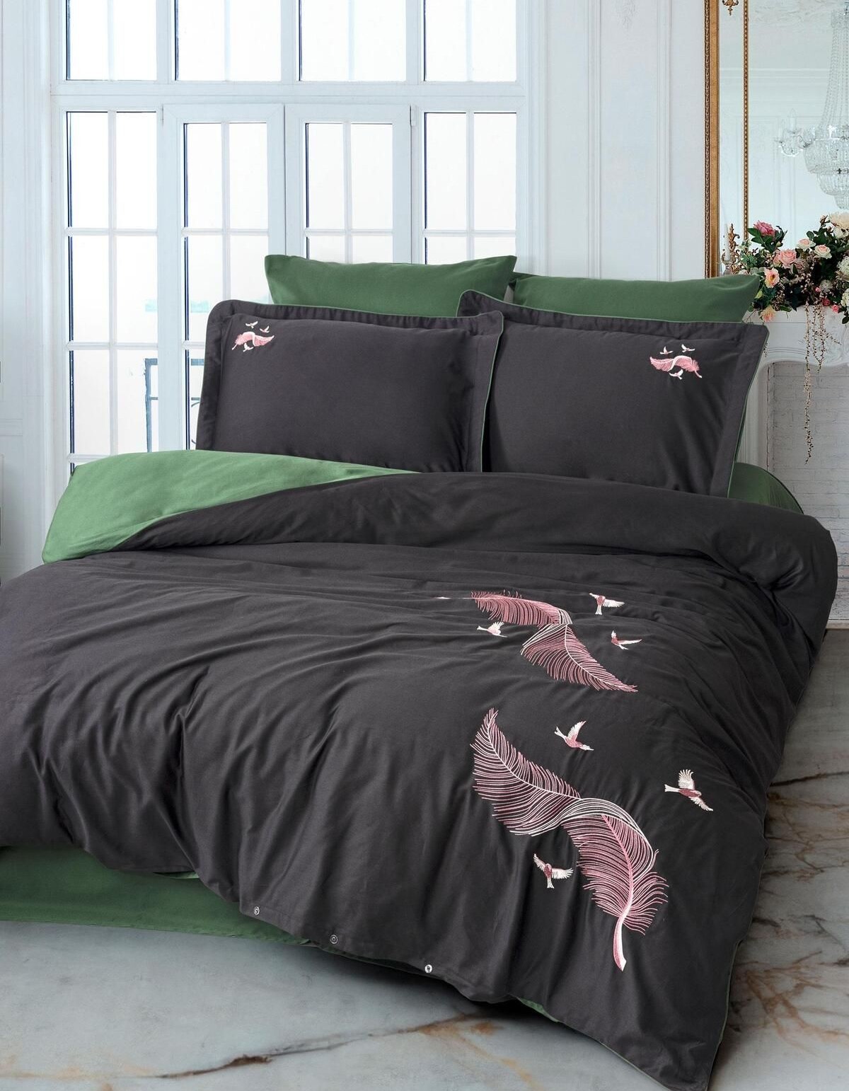 Varol Nakışlı Pamuk Saten Çift Kişilik Nevresim Takımı