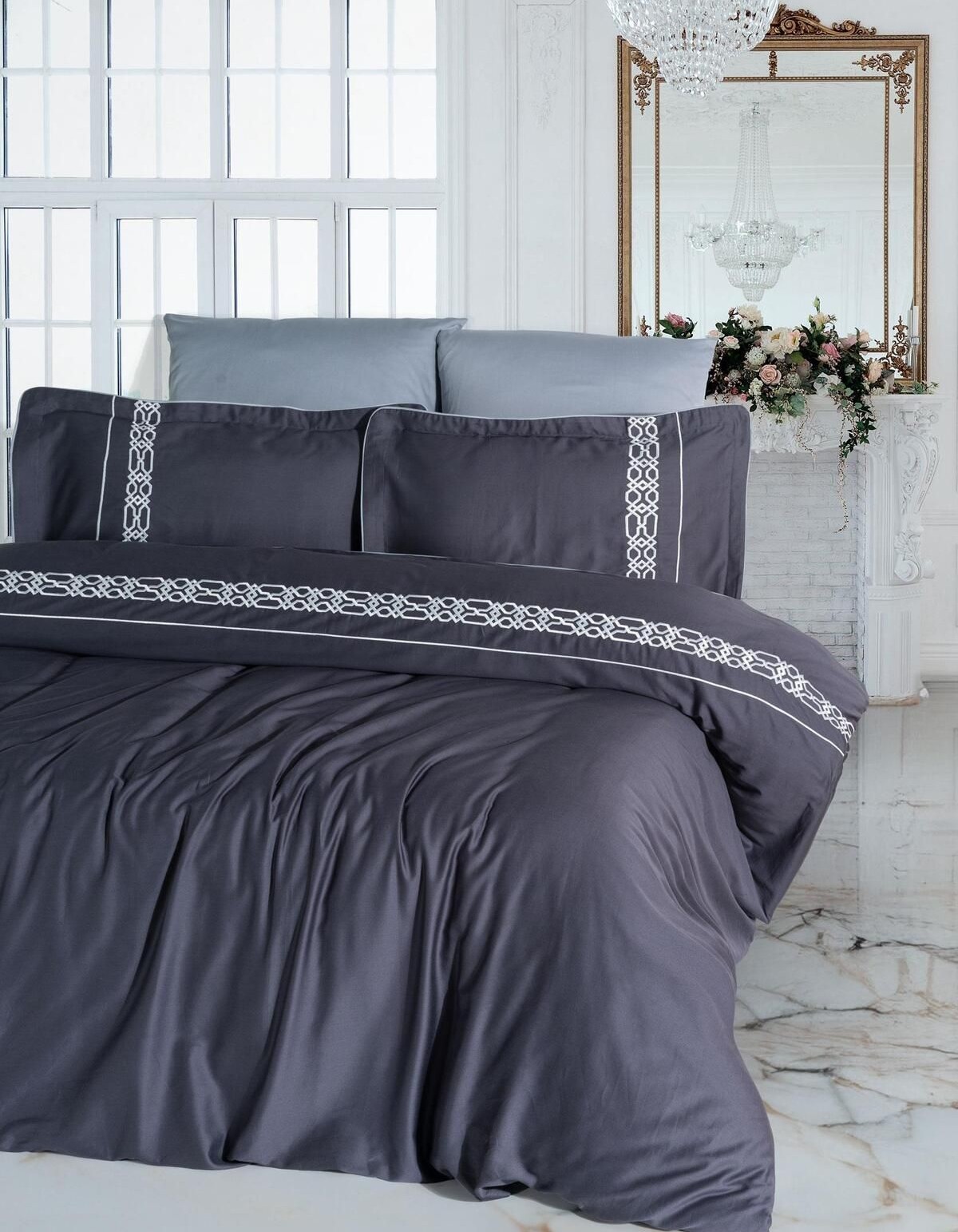 Varol Nakışlı Pamuk Saten Çift Kişilik Nevresim Takımı