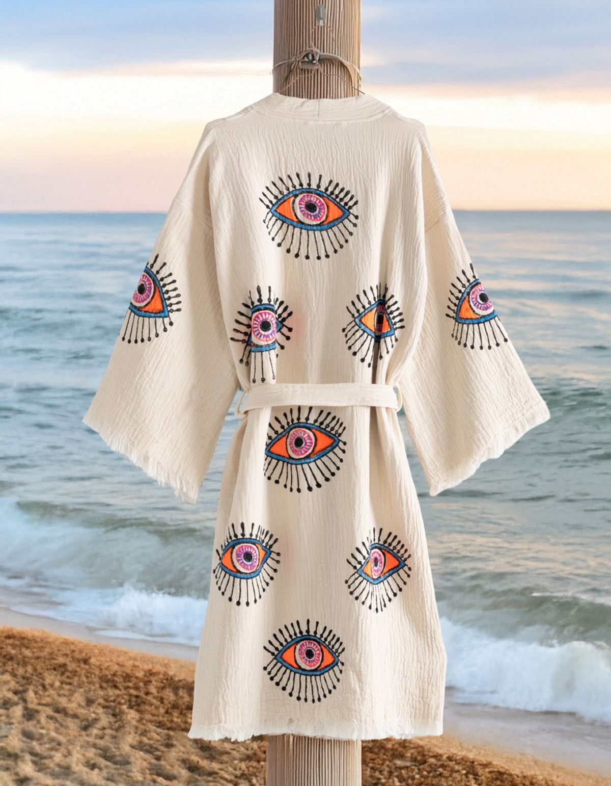 Varol Organik %100 Pamuk Kimono Yaka Sabahlık Bornoz - Göz