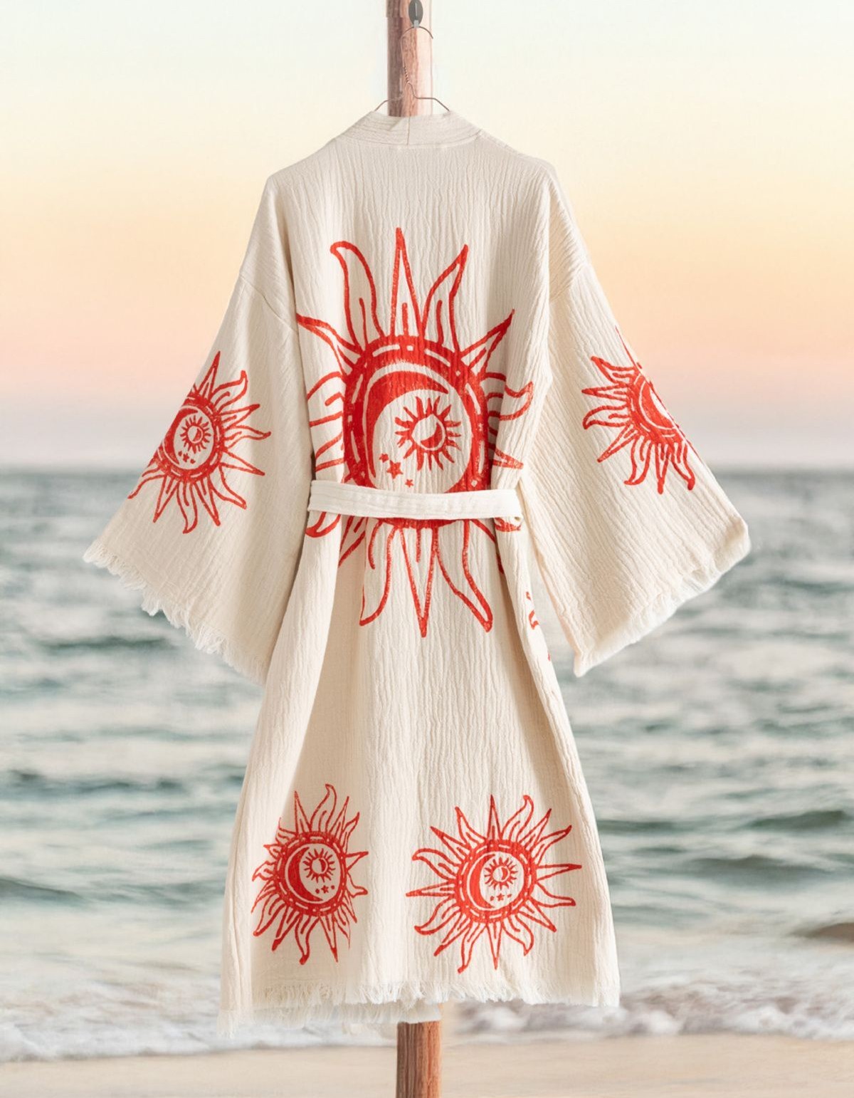 Varol Organik %100 Pamuk Kimono Yaka Sabahlık Bornoz - Heliona v1