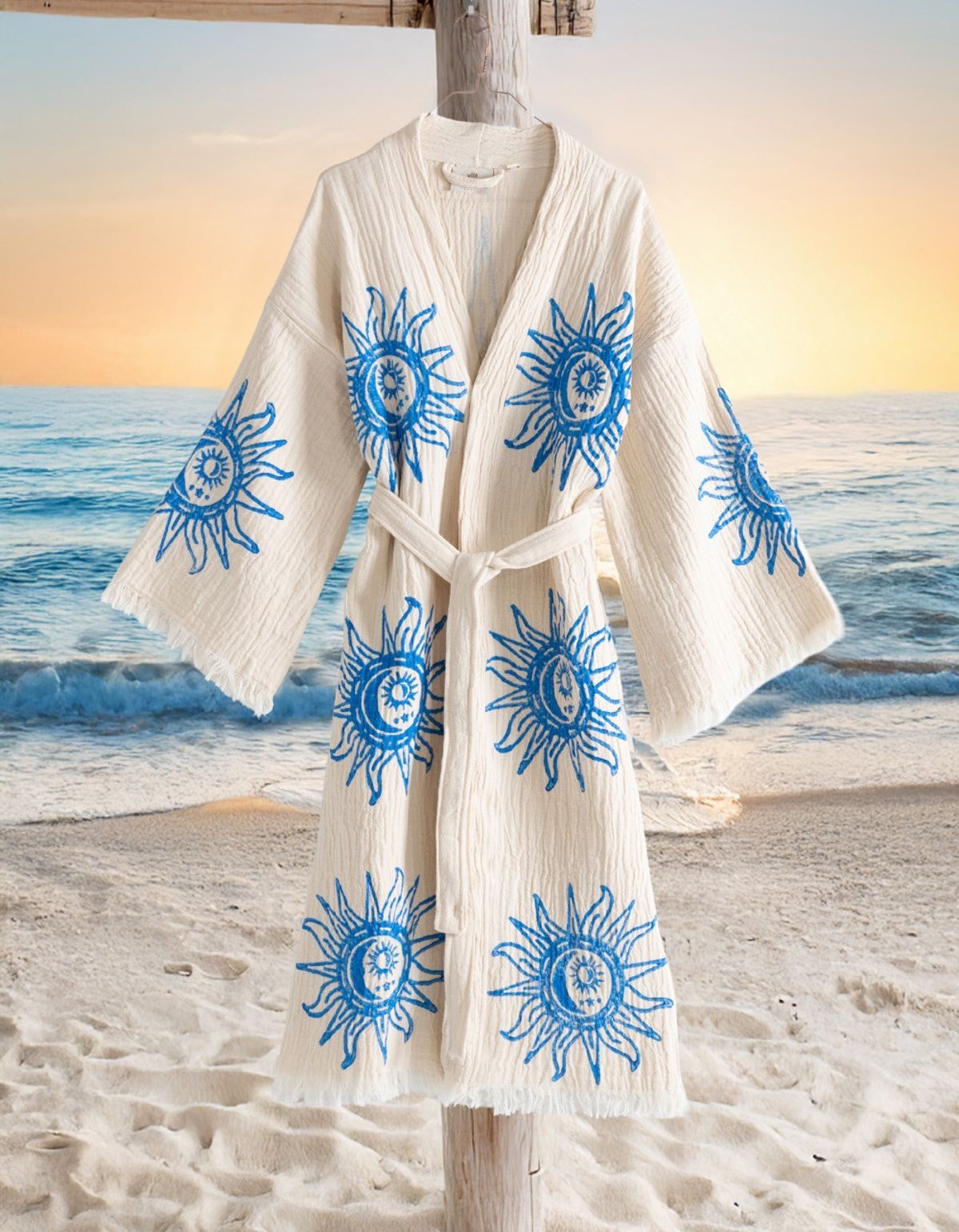 Varol Organik %100 Pamuk Kimono Yaka Sabahlık Bornoz - Heliona v2