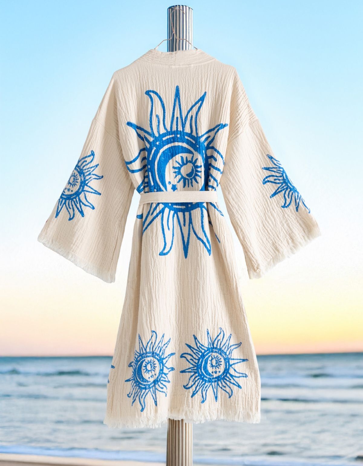 Varol Organik %100 Pamuk Kimono Yaka Sabahlık Bornoz - Heliona v2