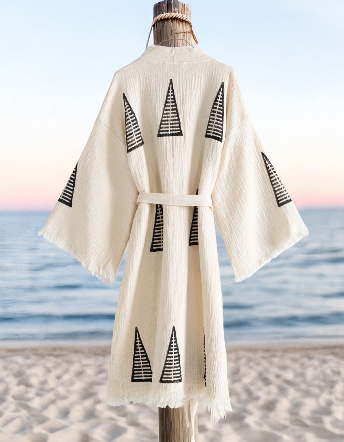 Varol Organik %100 Pamuk Kimono Yaka Sabahlık Bornoz - Piramit