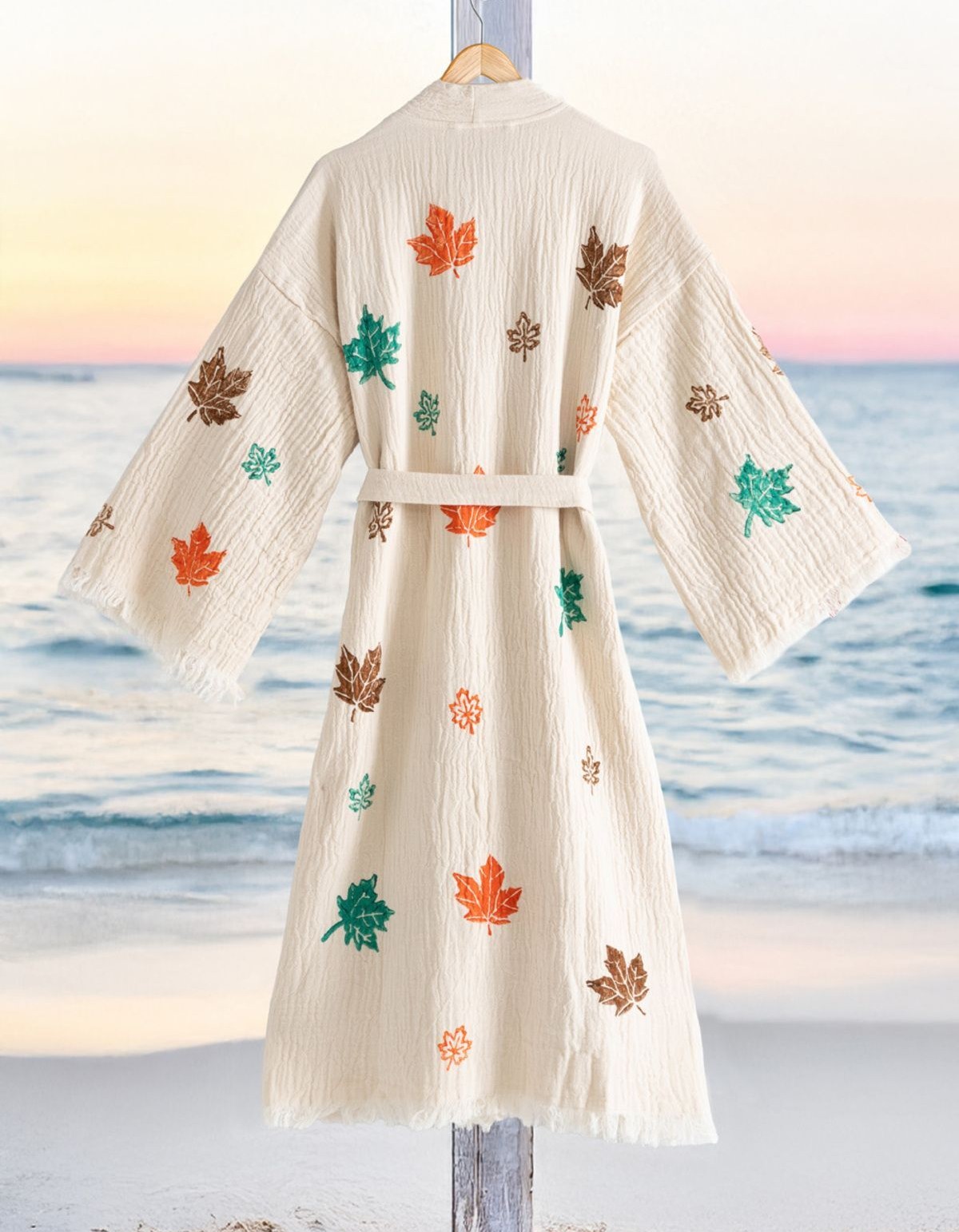 Varol Organik %100 Pamuk Kimono Yaka Sabahlık Bornoz - Sonbahar