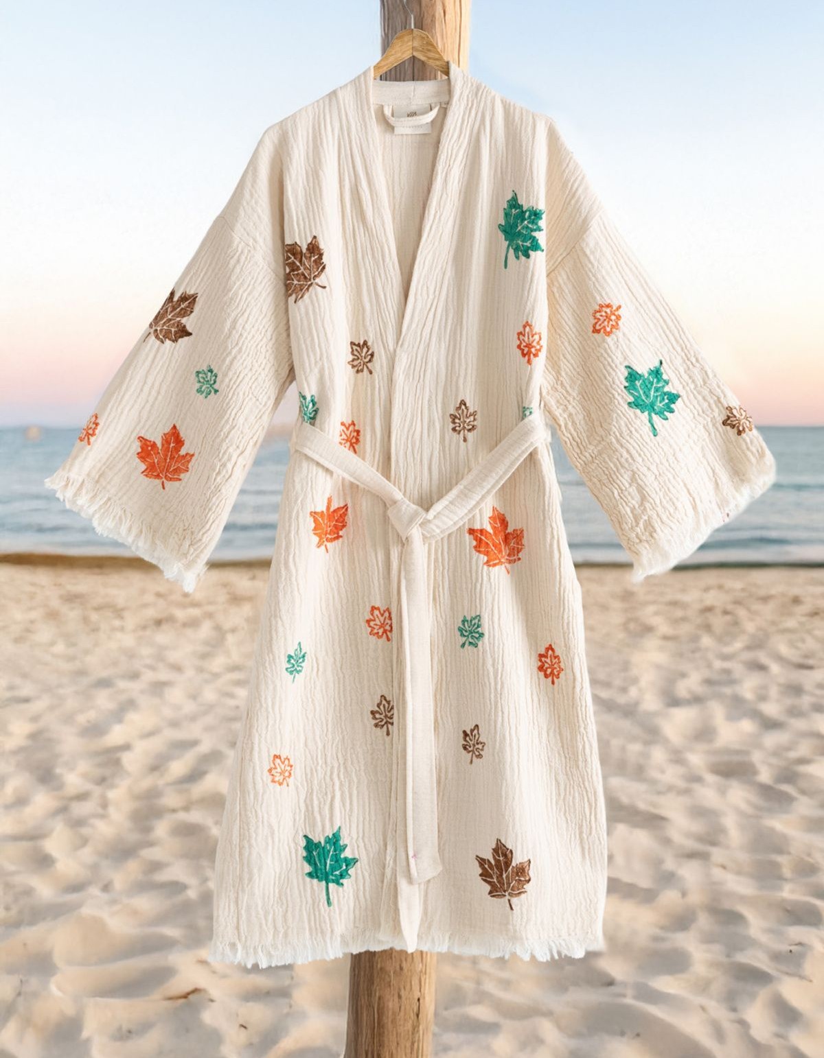 Varol Organik %100 Pamuk Kimono Yaka Sabahlık Bornoz - Sonbahar