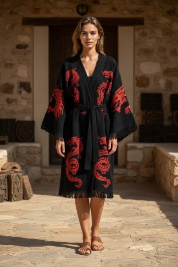 Varol Organik %100 Pamuk Kimono Yaka Sabahlık Bornoz - Viserion