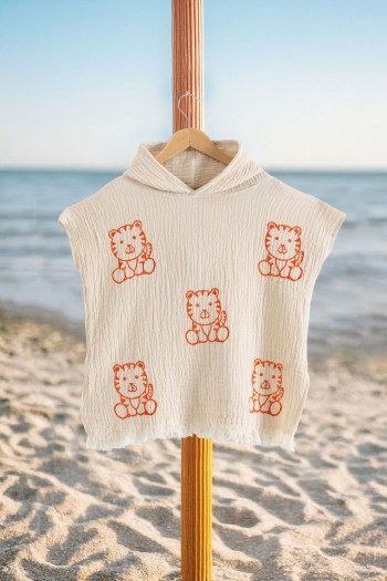 Varol Organik %100 Pamuk Müslin Çocuk Panço - Kaplan