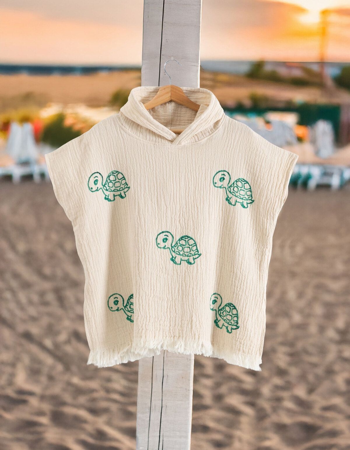 Varol Organik %100 Pamuk Müslin Çocuk Panço - Kaplu