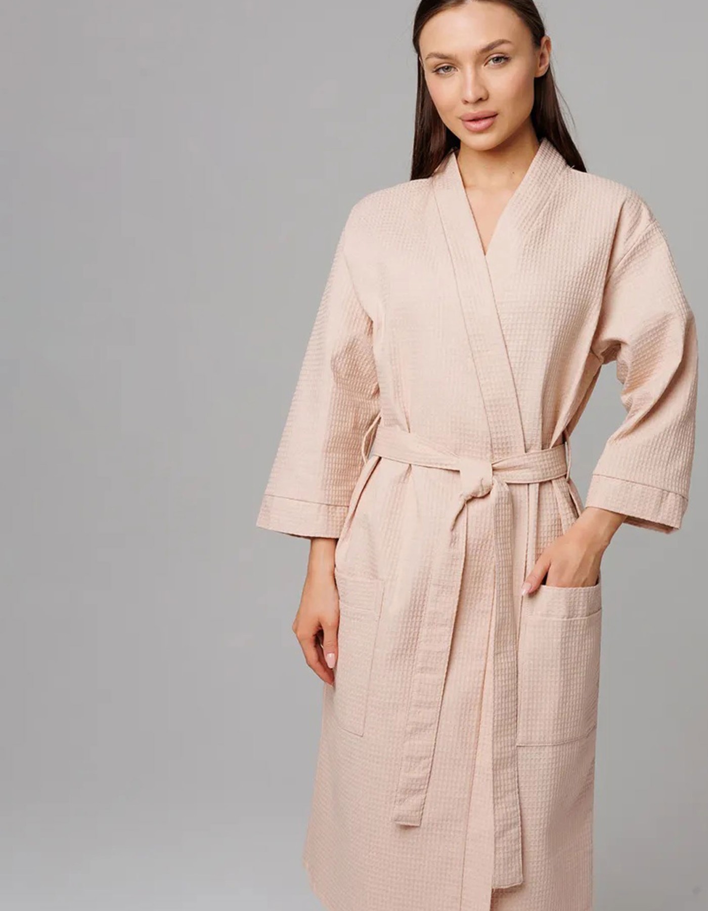 Varol Pike Dokuma Sütlü Kahve Bornoz – İhracat Fazlası, One Size