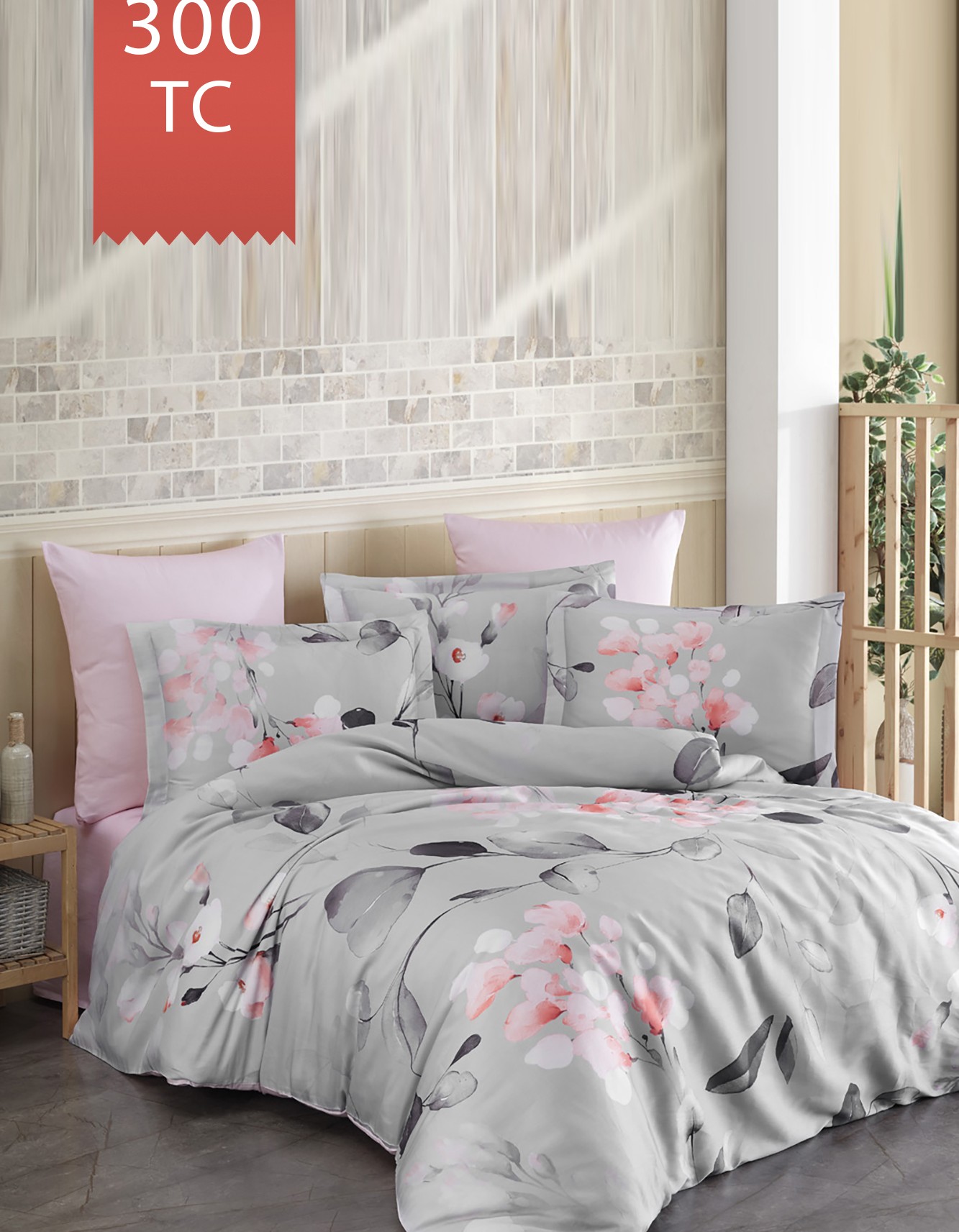 Varol Royal Saten Tek Kişilik 300TC Nevresim Takımı  - MARİA