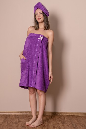 Varol Sauna Seti – Çıtçıtlı Banyo Havlusu & Düğmeli Baş Havlusu (Bone)